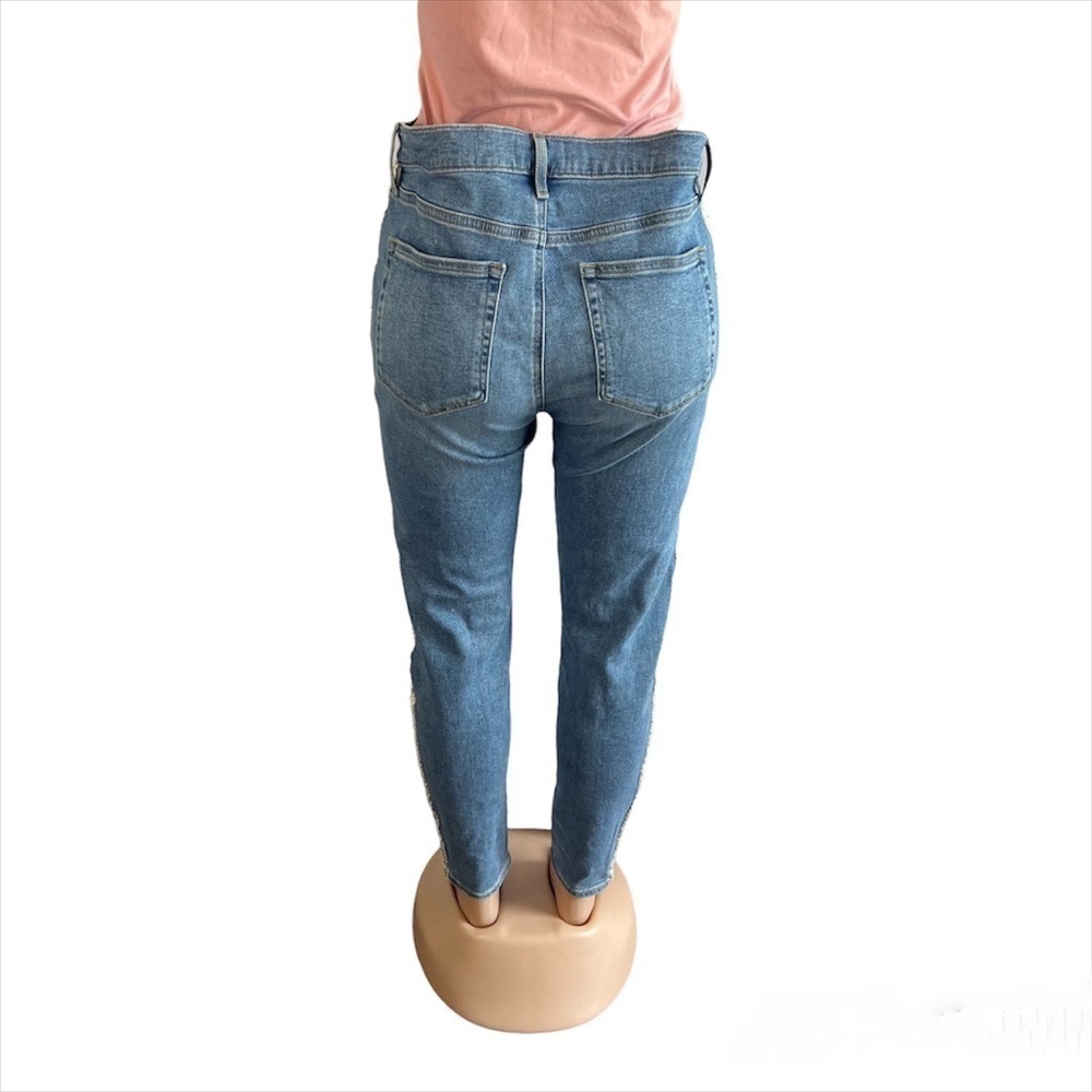 Loft Tuxedo Stripe Beaded Skinny Jeans Size 30 - Picture 7 of 9